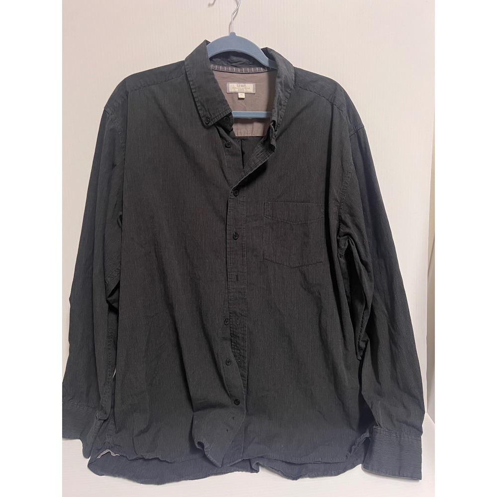 Old Navy Mens XL Button Down Shirt Long Sleeve Charcoal Gray Micro Stripe Cotton